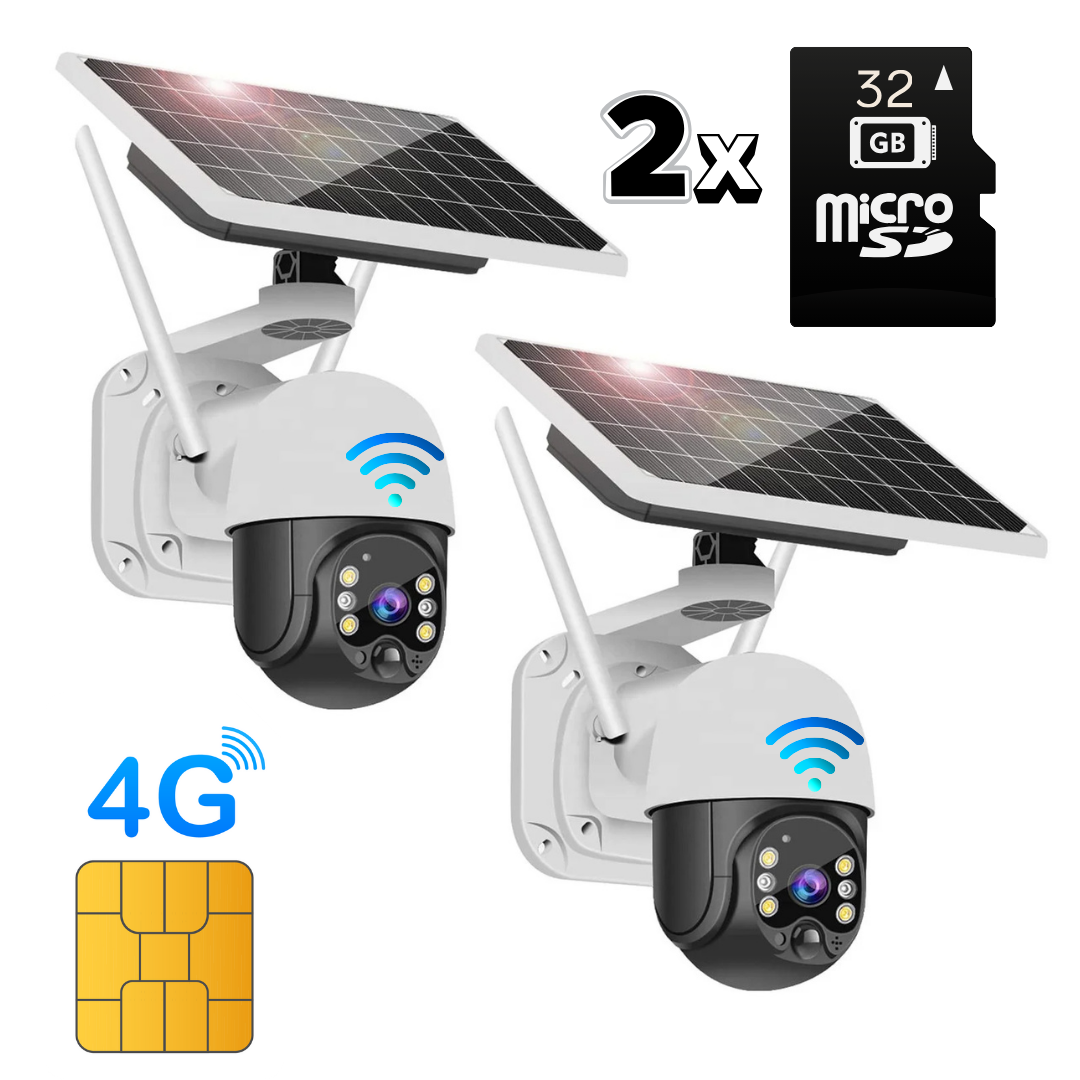 Set 2 Camere Solare 4G Dasgut, cu Slot SIM, Night Visual, Senzor de miscare, 2 Carduri 32GB Inclus