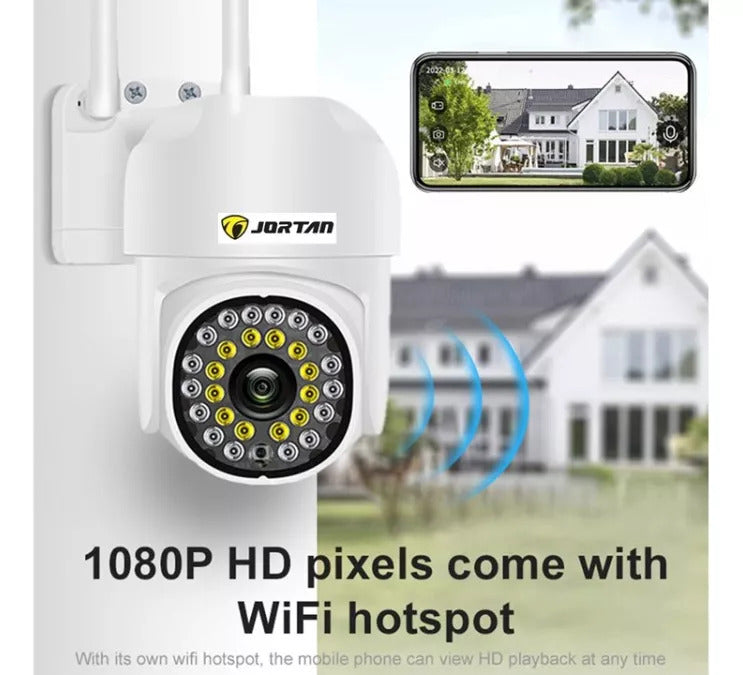 SET 2x Camera de Securitate, WiFi Jortan JT-8161QJ - 1080P, Alerta Human-ID cu LED-uri Active, Viziune Nocturna 30M, 2x Card 32GB Incluse