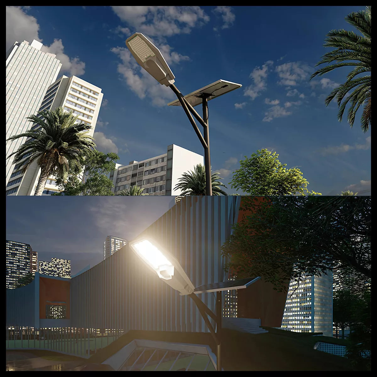 Lampa Solara Stradala LED 1200W Jortan - Panou Fotovoltaic Orientabil, Acumulator Lithium + Telecomanda, IP67