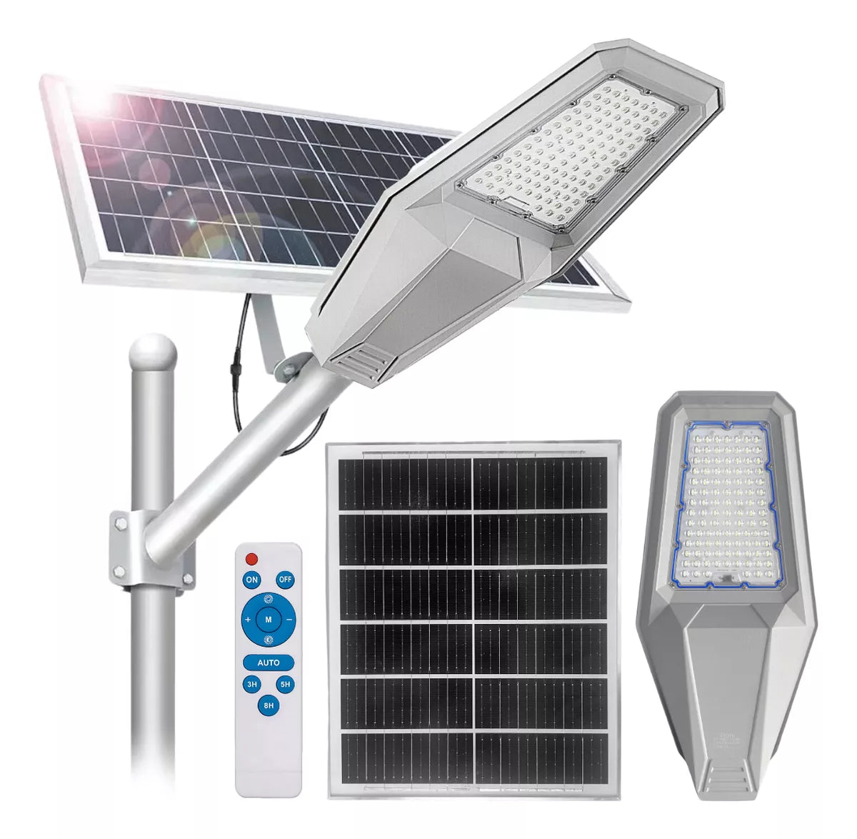 Lampa Solara Stradala LED 1200W Jortan - Panou Fotovoltaic Orientabil, Acumulator Lithium + Telecomanda, IP67