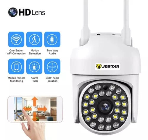 SET 2x Camera de Securitate, WiFi Jortan JT-8161QJ - Alerta Human-ID cu LED-uri Active, Viziune Nocturna 30M, 1080P, 2x Card 64GB Incluse