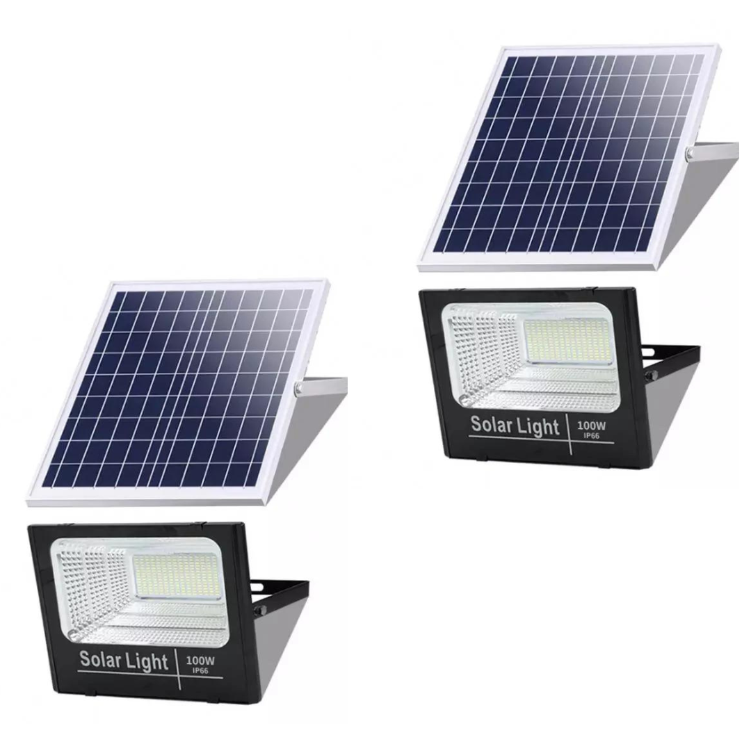 Set 2x Proiector Solar Jortan 100W, Lampa Incarcare Solara + Panou Solar