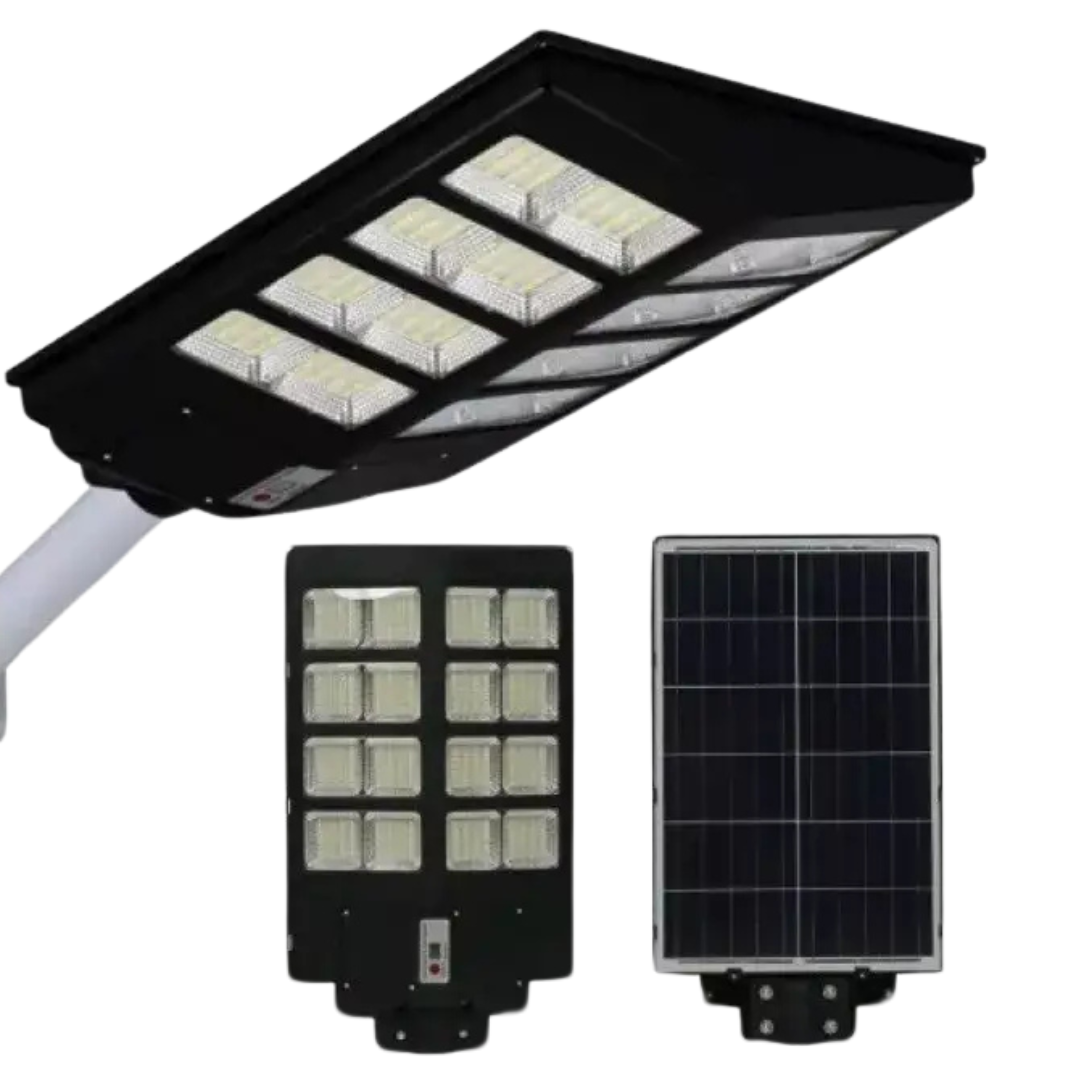 Lampa Solara Stradala Dubla jortan - LED 600W/800W/1000W, cu Senzor Crepuscular, Picior metalic + Telecomanda