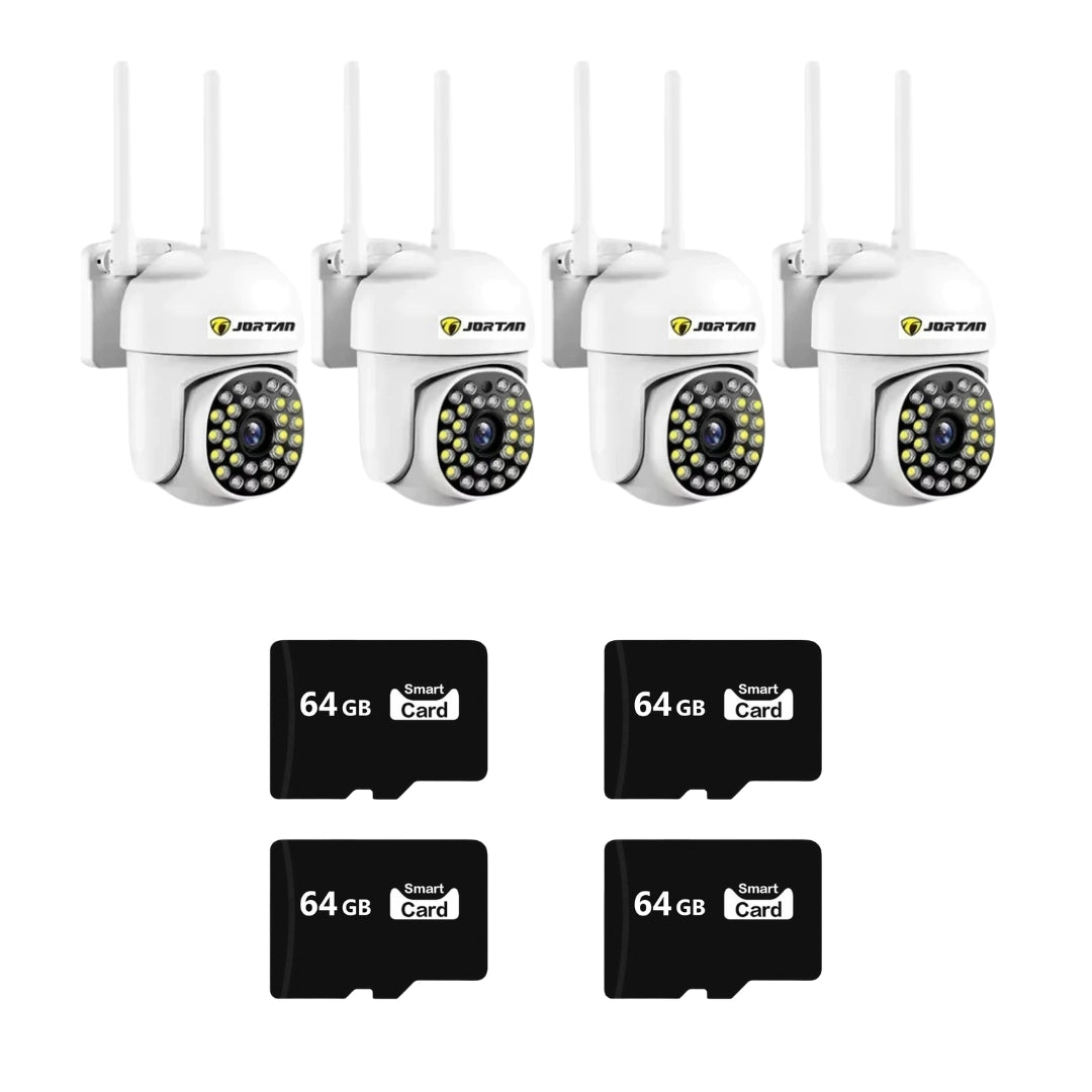 SET 4x Camera de Securitate - WiFi Jortan, JT-8161QJ - Viziune Nocturna 30M, 1080P, cu 4x Card 64GB