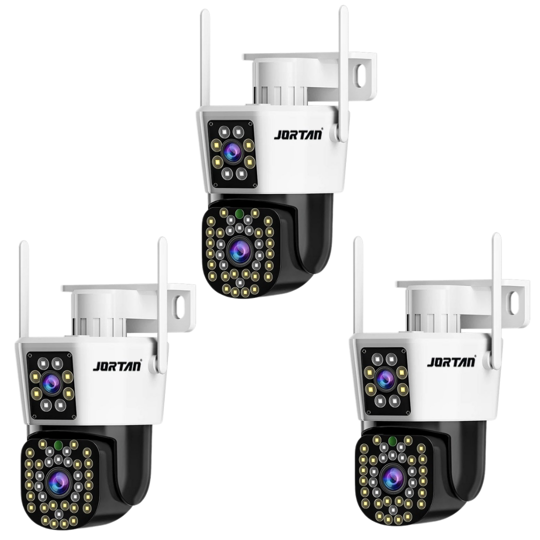 Set 3 Camere Duble Jortan - Conectivitate WiFi/LAN, Full HD 4K, 6MP, Alarma integrata