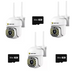SET 3x Camere de Supraveghere, cu 28 LED-uri, Senzor CMOS, Vedere Nocturna + 3 Carduri 32GB