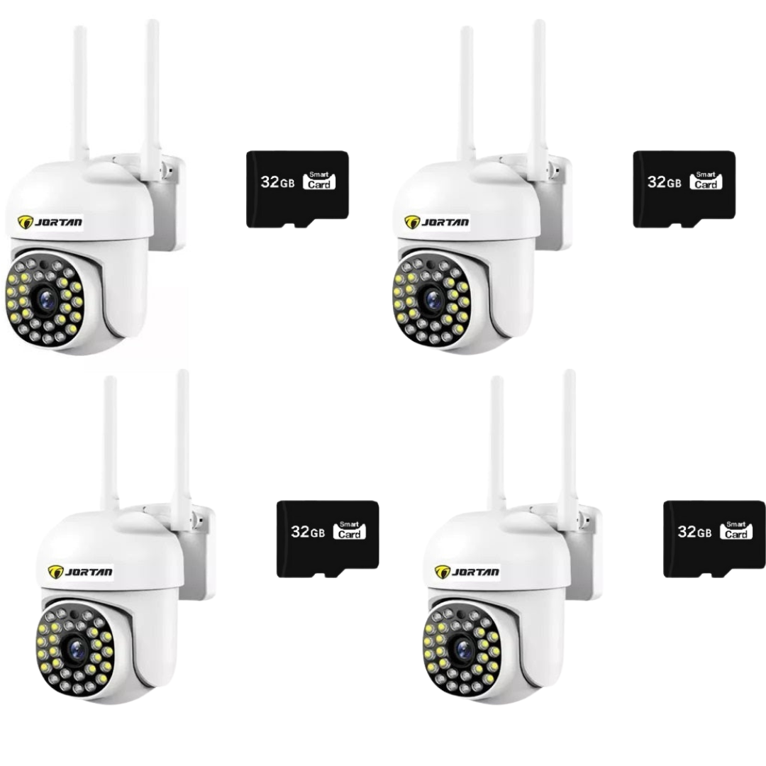 SET 4x Camera de Securitate - WiFi Jortan, JT-8161QJ - 1080P, Viziune Nocturna 30M, cu 4x Card 32GB