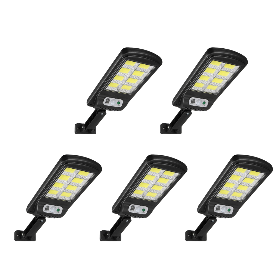 Set 5x Lampi Solare, Jortan 100W, Telecomanda si Senzor de Miscare, 8 Celule LED-uri COB,