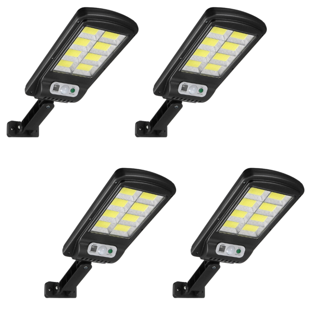 Set 4x Lampi Solare, Jortan, 100W - Telecomanda si Senzor de miscare, 8 Celule cu LED-uri COB,