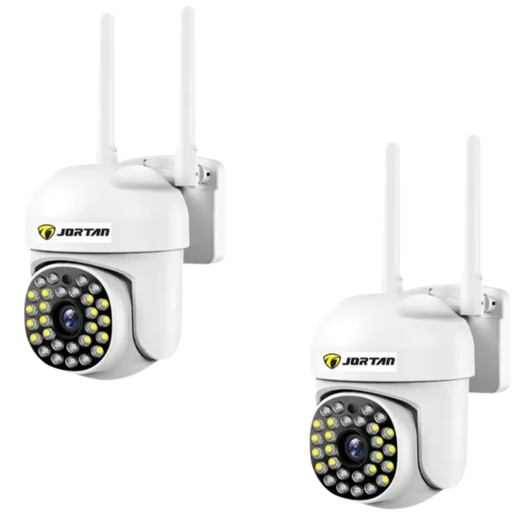 Set 2x Camera de Supraveghere, WiFi Jortan JT-8161QJ - 1080P, Alerta Human-ID cu LED-uri Active, Viziune Nocturna 30M