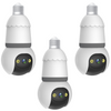 SET 3X Camere Smart Tip Bec V380Pro 3MP, Vizibilitate Nocturna 25m, Detectie AI, Sirena + Microfon