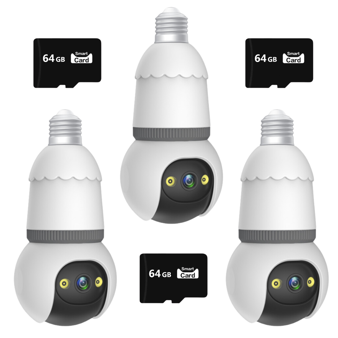 Set 3X Camere Smart Tip Bec IMOU 5MP, Vizibilitate Nocturna 25m, Detectie AI, Sirena + Microfon, 3x Carduri 64GB Incluse