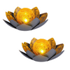 SET 2x Lampi Solare Lotus, Impermeabile IP44, Design Decorativ, Autonomie 8h, LED Chihlimbar