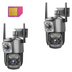 SET 2X Camere 4G/LAN Dual Lens, Detectare Miscare cu Senzor Inteligent, 1080P 4+4MP, Zoom 10X, IP66, PTZ 360°