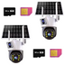 SET 2X Camere de Supraveghere Duale, cu Slot de Cartela 4G,  4K HD Rezolutie 6MP, Panou Solar, Vedere Nocturna + 2x Card 64GB