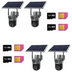 SET 4x Camere 4G Solare Duble, 8MP Viziune Nocturna Color, cu Detectare Umana PIR, IP66 + 4x Card 32GB