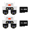 Set 2x Camere Supraveghere WiFi/LAN Jortan, 3 Lentile, 9MP, Cap Dublu PTZ 355°, Night Vision, IP66 + 2x Card 32GB