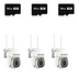 SET 3x Camere de Supraveghere, cu 28 LED-uri, Senzor CMOS, Vedere Nocturna, + 3 Carduri 64GB