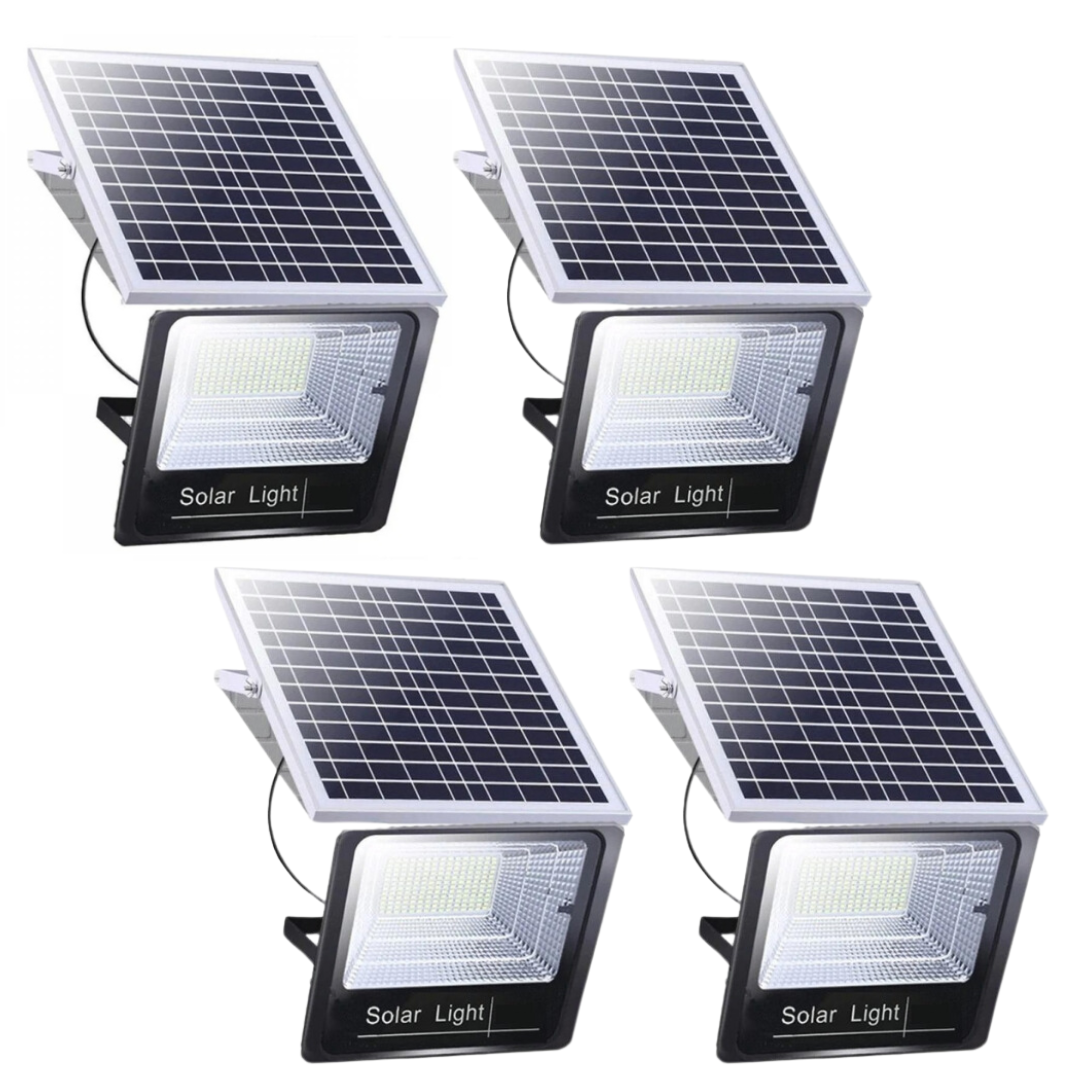 Set 4 Proiectoare Solare Jortan - 50W cu 4 Telecomenzi, 4 Panouri Solare,