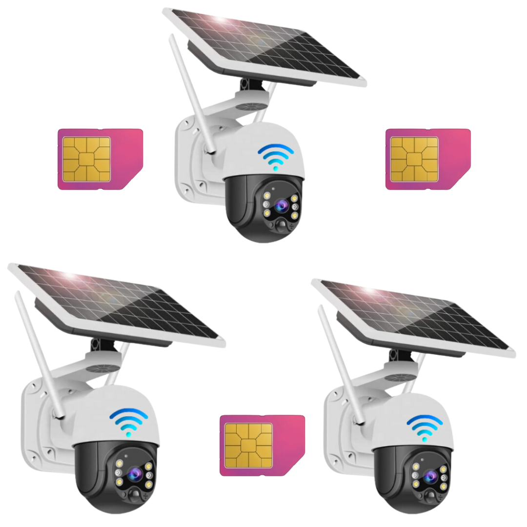 Set 1/2/3/4 Camere Solare 4G Dasgut, cu Slot SIM, Senzor de miscare, V380 PRO Android/IOS, Control la Distanta