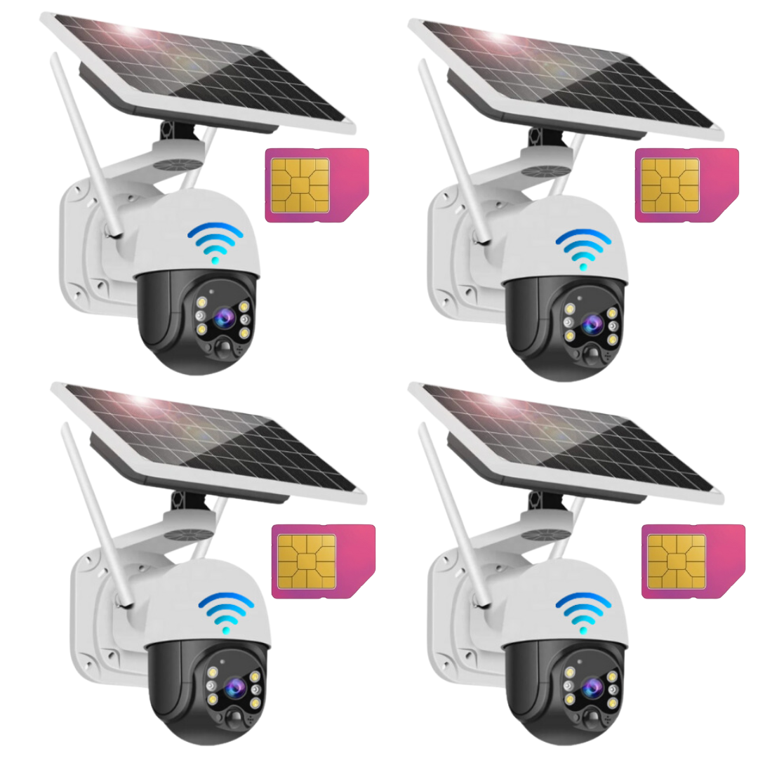 Set 1/2/3/4 Camere Solare 4G Dasgut, cu Slot SIM, Senzor de miscare, V380 PRO Android/IOS, Control la Distanta