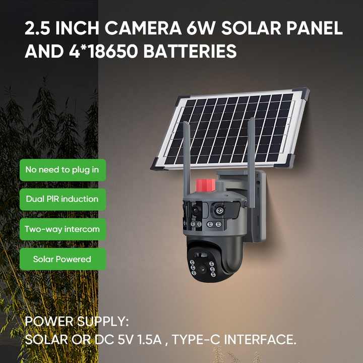 Camera de Supraveghere Exterior Solara 4G, 3 Lentile, 9MP, Night Vision Color, Detectare Umana AI, IP66, Card 32GB inclus