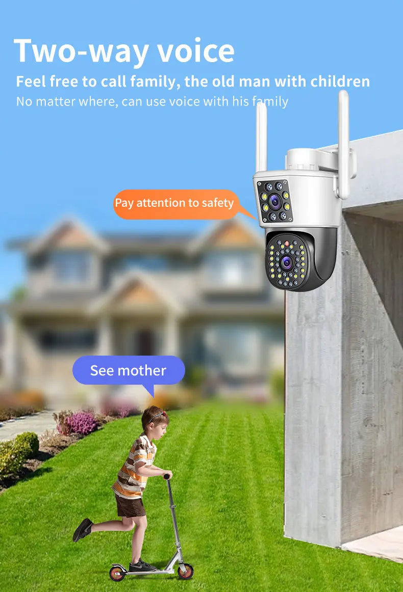 Camera Duala WiFi Jortan - 6MP, Full HD 4K, LAN/WiFi cu Alarma, Recunoastere Faciala, Detectare Umana