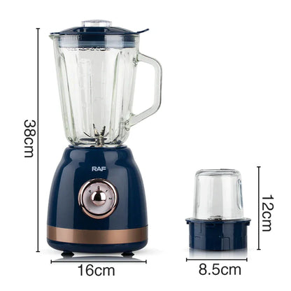 Blender Electric RAF®, 1000W, Capacitate 1.5L, cu 6 Lame Otel Inoxidabil + Rasnita de cafea