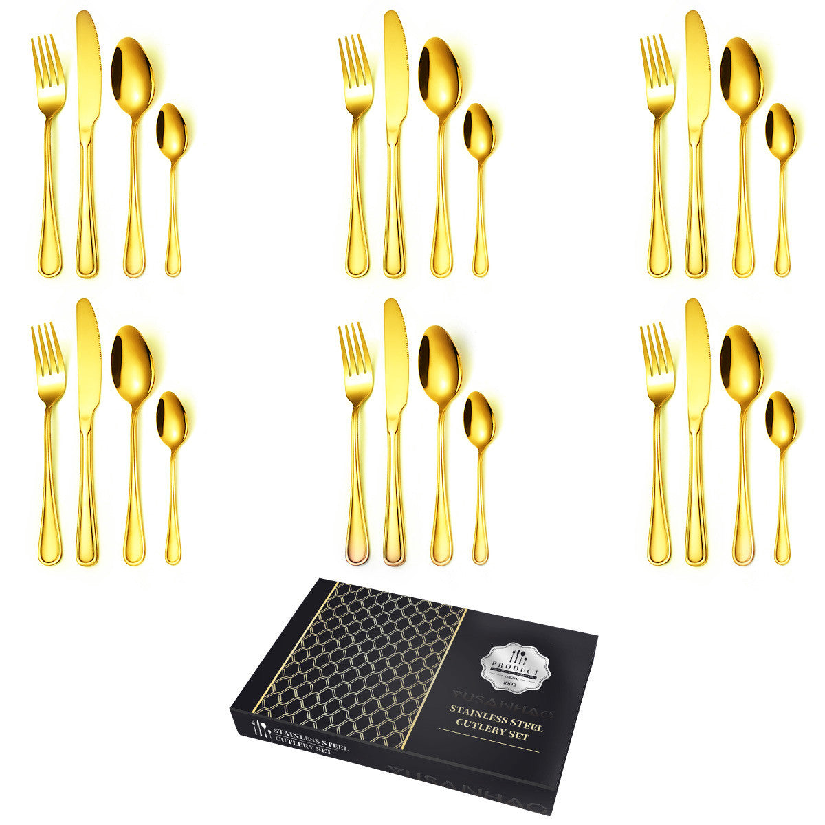 Set 24 de Tacamuri pentru 6 persoane, Fabricate din Otel Inoxidabil