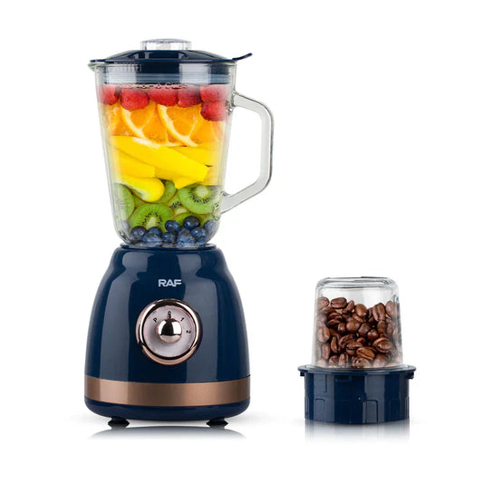 Blender Electric RAF®, 1000W, Capacitate 1.5L, cu 6 Lame Otel Inoxidabil + Rasnita de cafea