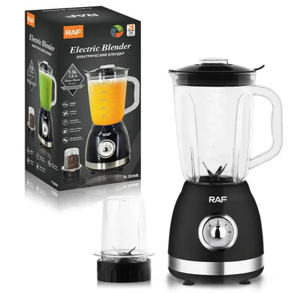 Blender Profesional RAF® 1000W - cu Rasnita de Cafea, Recipient din Sticla, Doua Viteze