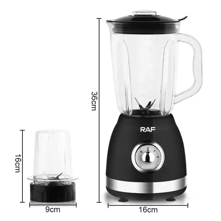 Blender Profesional RAF® 1000W - cu Rasnita de Cafea, Recipient din Sticla, Doua Viteze