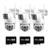 Set 3 Camere Supraveghere, 6MP Total, PTZ Jortan Wi-Fi/LAN 9697QJ, Vizualizare Color Nocturna, 3x Carduri microSD 64GB