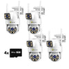 Set 4 Camere Supraveghere Wi-Fi/LAN Jortan 9697QJ, Color Noaptea, 6MP, PTZ, 4x Carduri microSD 64GB Incluse