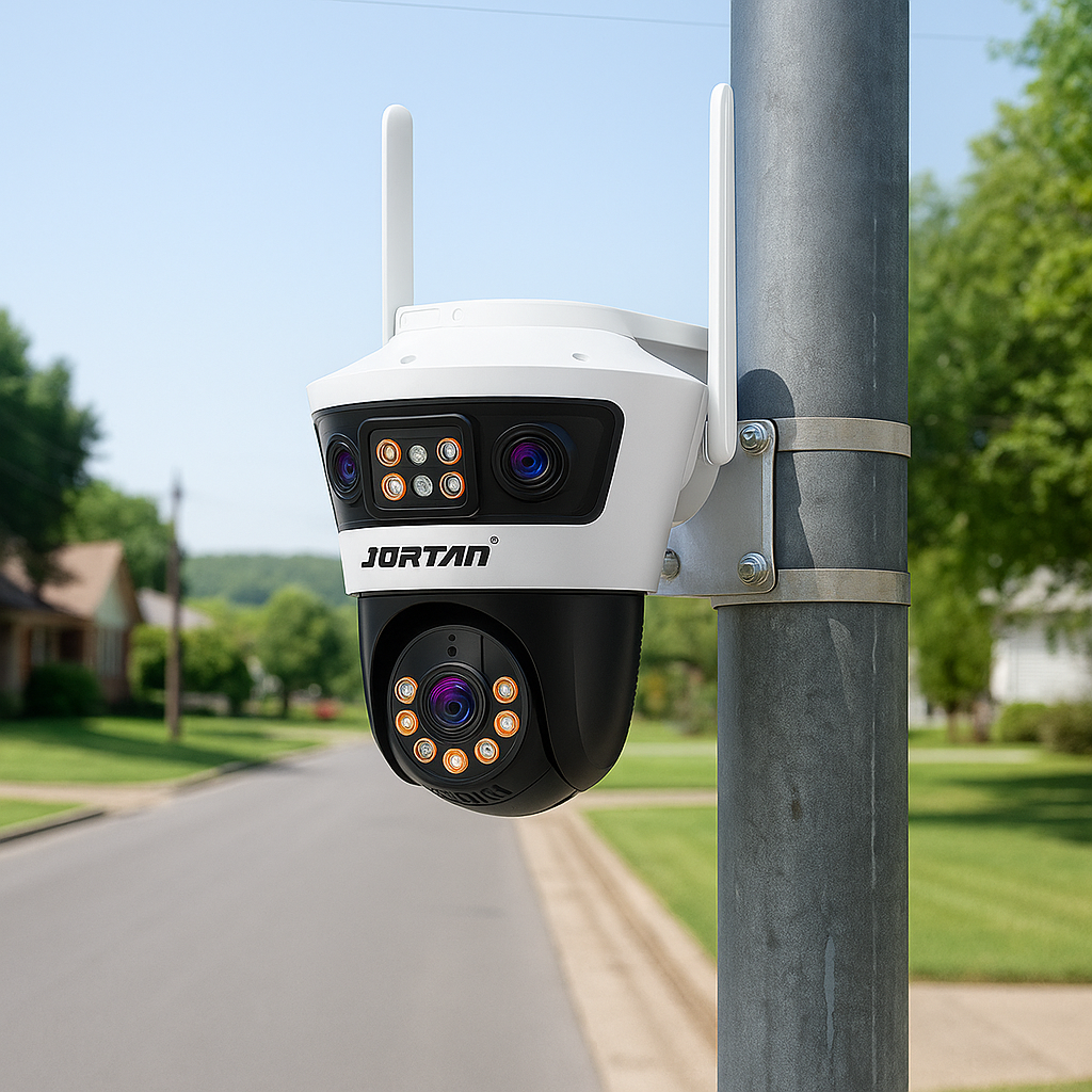 Camera Supraveghere WiFi/LAN, JORTAN 9MP, 3 Lentile, IP66, Detectie Umana