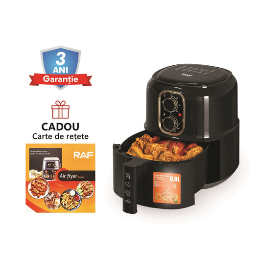 Friteuza - Air Fryer RAF® - 4.8L, Putere 1600W, Control Manual, Negru