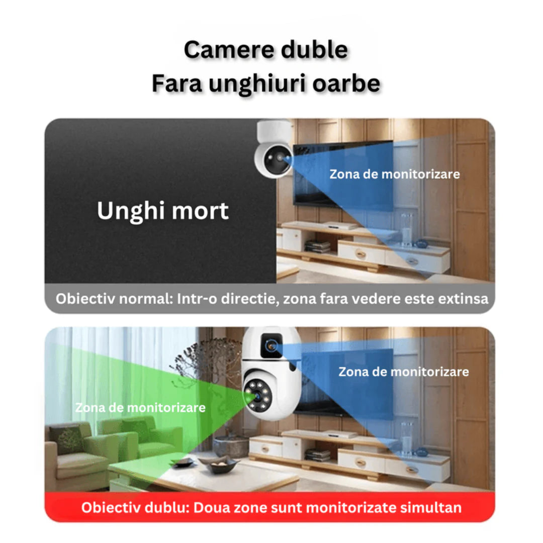 Camera Dubla Jortan Tip Bec E27, 4MP, Wi-Fi, PTZ 360°, Senzor Miscare