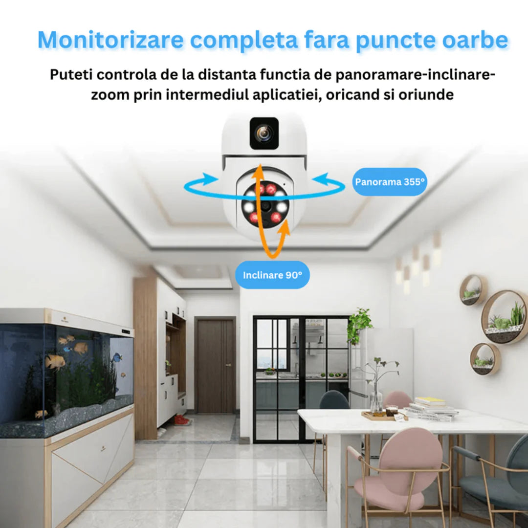 Camera Dubla Jortan Tip Bec E27, 4MP, Wi-Fi, PTZ 360°, Senzor Miscare