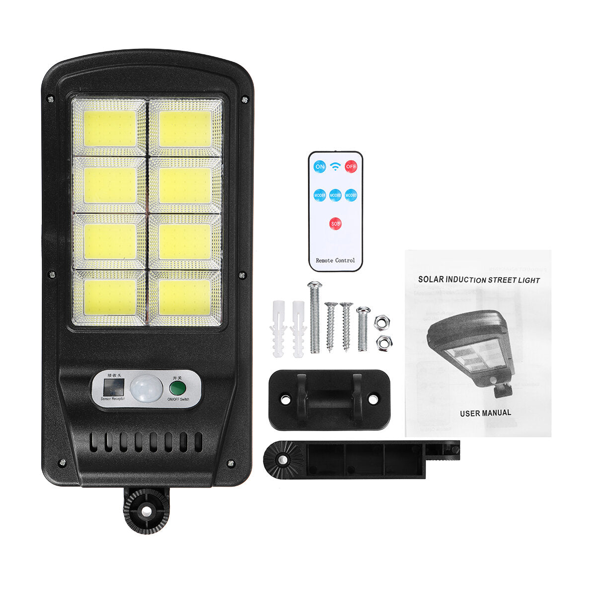 Lampa cu Incarcare Solara, Jortan 8 Celule - 100W, Senzor de miscare, 160 LED-uri COB