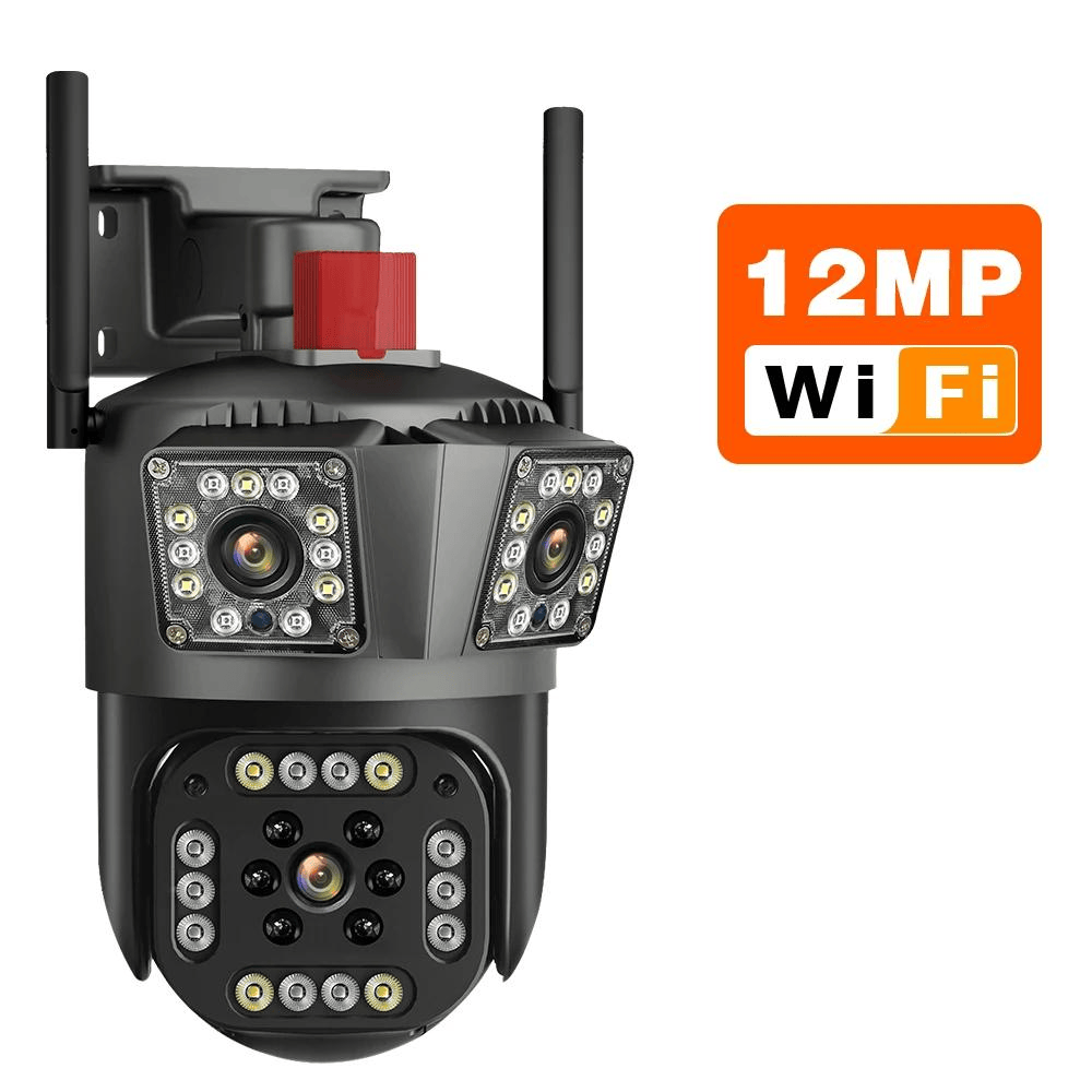 Camera Tripla Wireless 6K 12MP,  AI Motion Detection, Zoom Digital 8X, Night Vision, PTZ 355°/90°, IP66