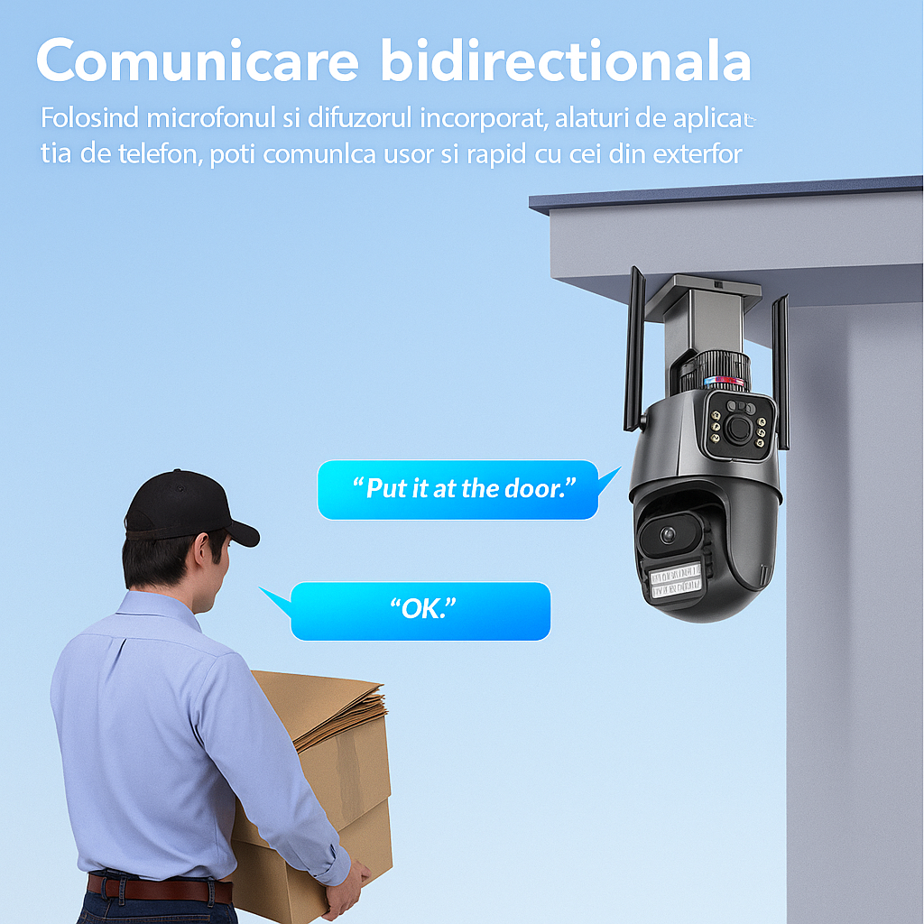 Jortan Camera Duala JT-9687 PRO, 6MP, Vedere Nocturna Color, WiFi/LAN+ Card MicroSD 64GB
