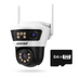 Camera Tri-Lens 9MP Jortan, WiFi/LAN, Night Vision Color, IP66, Yoosee + Card MicroSD 64GB
