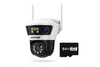 Camera Tri-Lens 9MP Jortan, WiFi/LAN, Night Vision Color, IP66, Yoosee + Card MicroSD 64GB