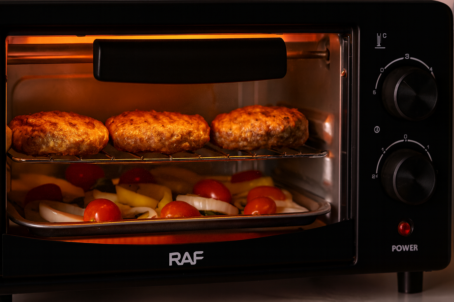 Cuptor Electric RAF R.5305B – 800W, 12L, 2 Moduri de Operare, Timer Integrat