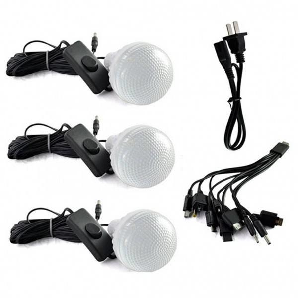 Kit Iluminare 3 becuri LED, cu incarcare solara, Camping GDlite One