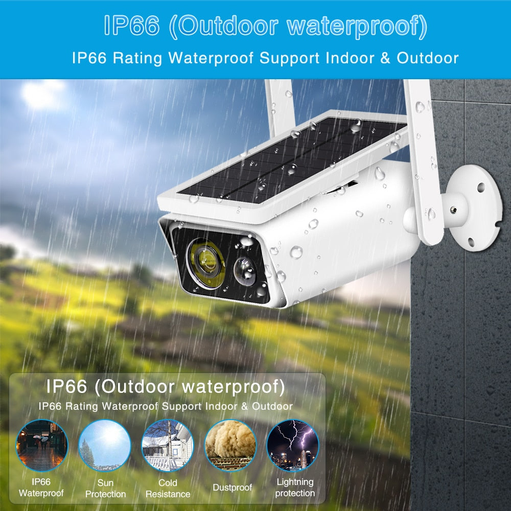 Smart Camera WIFI Exterior - cu Incarcare solara FULL HD 1080p + Suport card 128GB