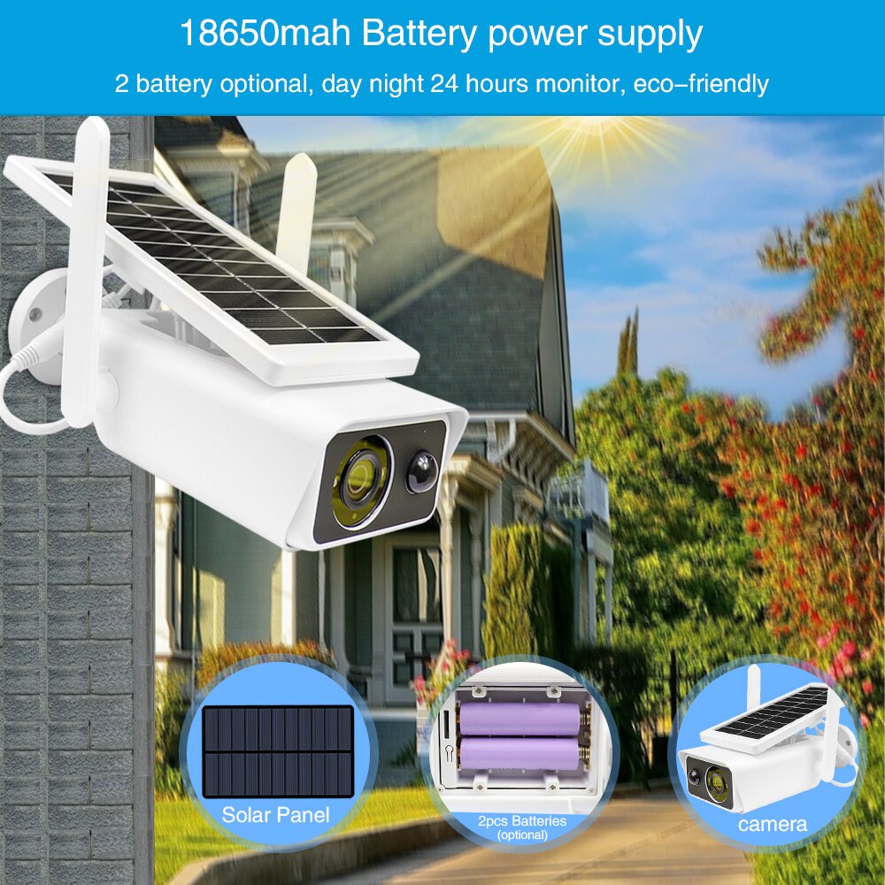Smart Camera WIFI Exterior - cu Incarcare solara FULL HD 1080p + Suport card 128GB
