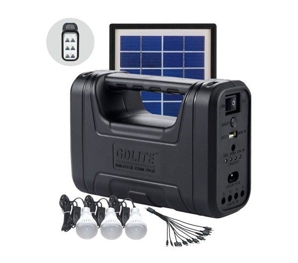 Kit Panou Solar Cu 3 Becuri, Incarcator USB Si Lanterna, GD-Light 8017 Plus