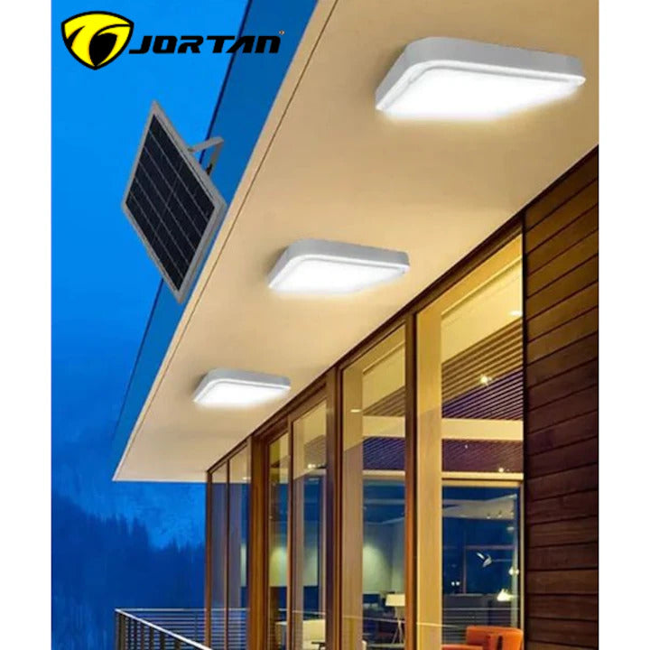 Lampa LED Tip Aplica Solara Jortan, 300W cu Telecomanda – Panou Solar 35x35cm, IP44, Alb Rece/Cald,