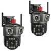 SET 2X Camere Triple Wi-Fi 6K 12MP, Audio bidirectional, AI Motion Detection, Night Vision, PTZ 355°/90°, IP66